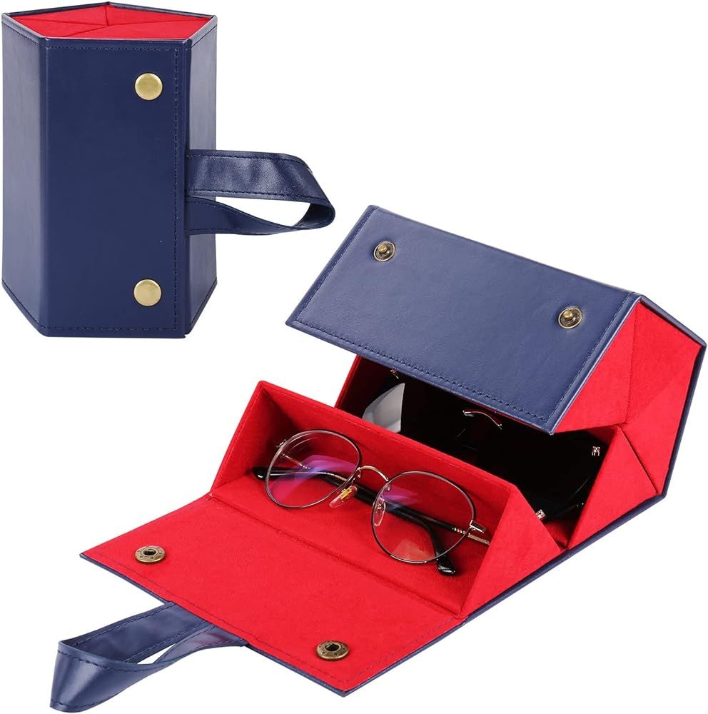 Sunglasses Organizer Case 5 Slots Travel Glasses box PU Leather Foldable Hanging Eyewear Holder f... | Amazon (US)