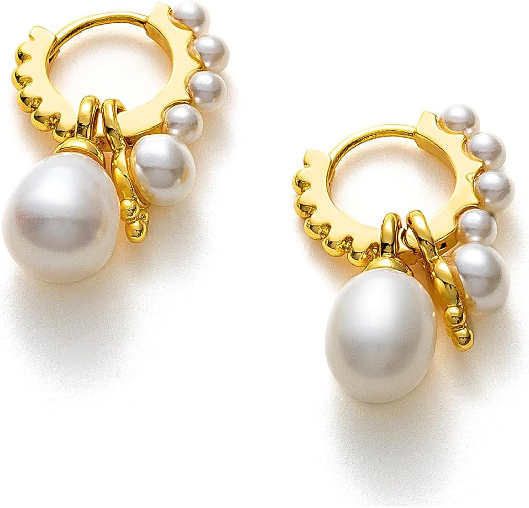 C.Paravano 18K Gold & Sterling Silver Hoop Earrings for Women | Amazon (US)