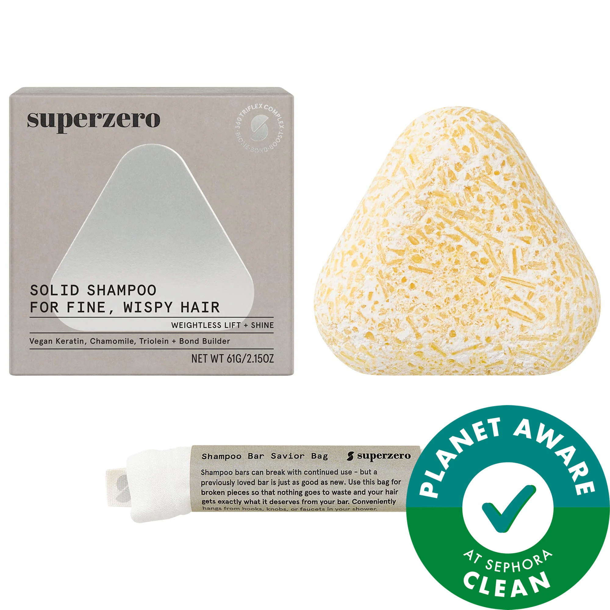 superzero Fine Hair Shampoo Bar for Volume & Shine 2.35 oz / 67 mL | Sephora (US)