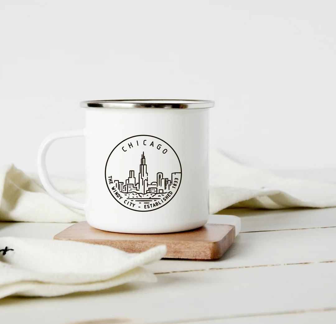 Chicago Mug Coffee Cup Enamel Illinois Camp Mug With - Etsy | Etsy (US)