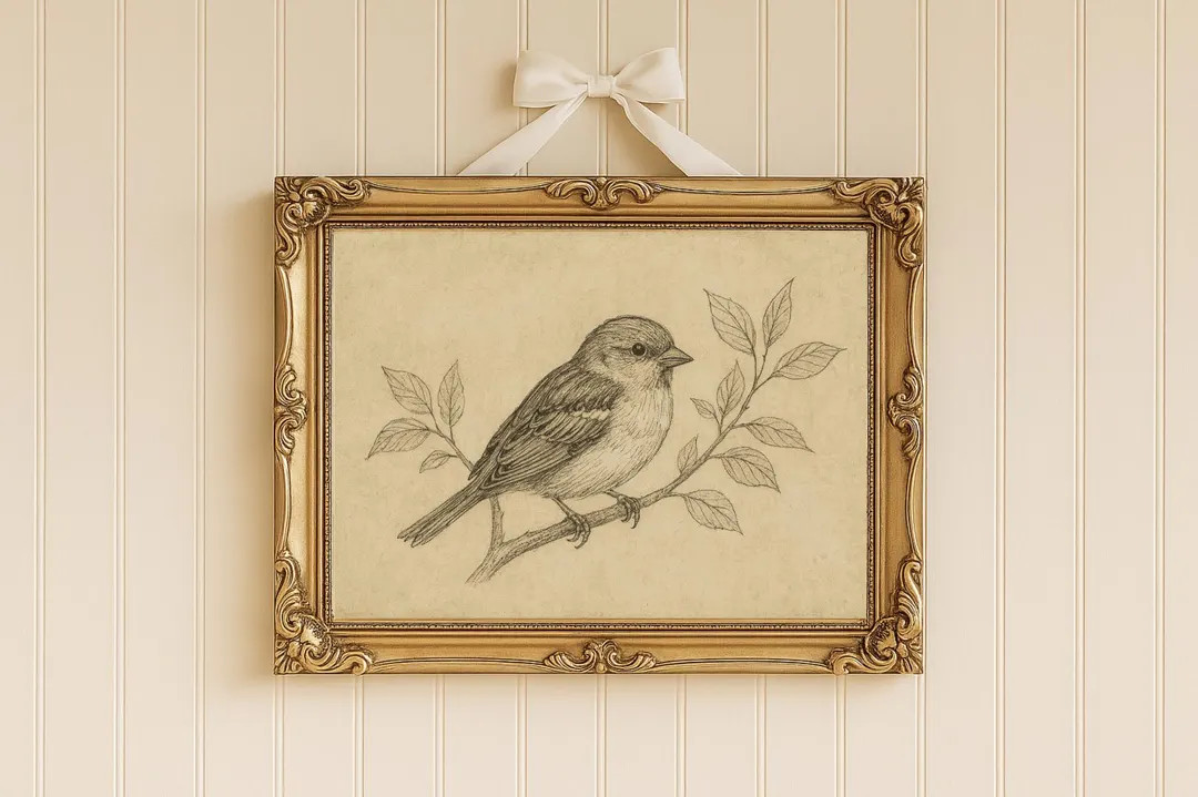 Vintage Sparrow Sketch Print: Rustic Bird Drawing, Cottagecore Decor (digital Download PNG File) ... | Etsy (US)