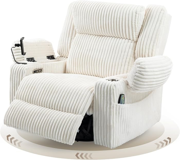 SINCRUMI Power Oversized Swivel Rocker Recliner with Dual Motor Adjustable Headrest for Adults, G... | Amazon (US)