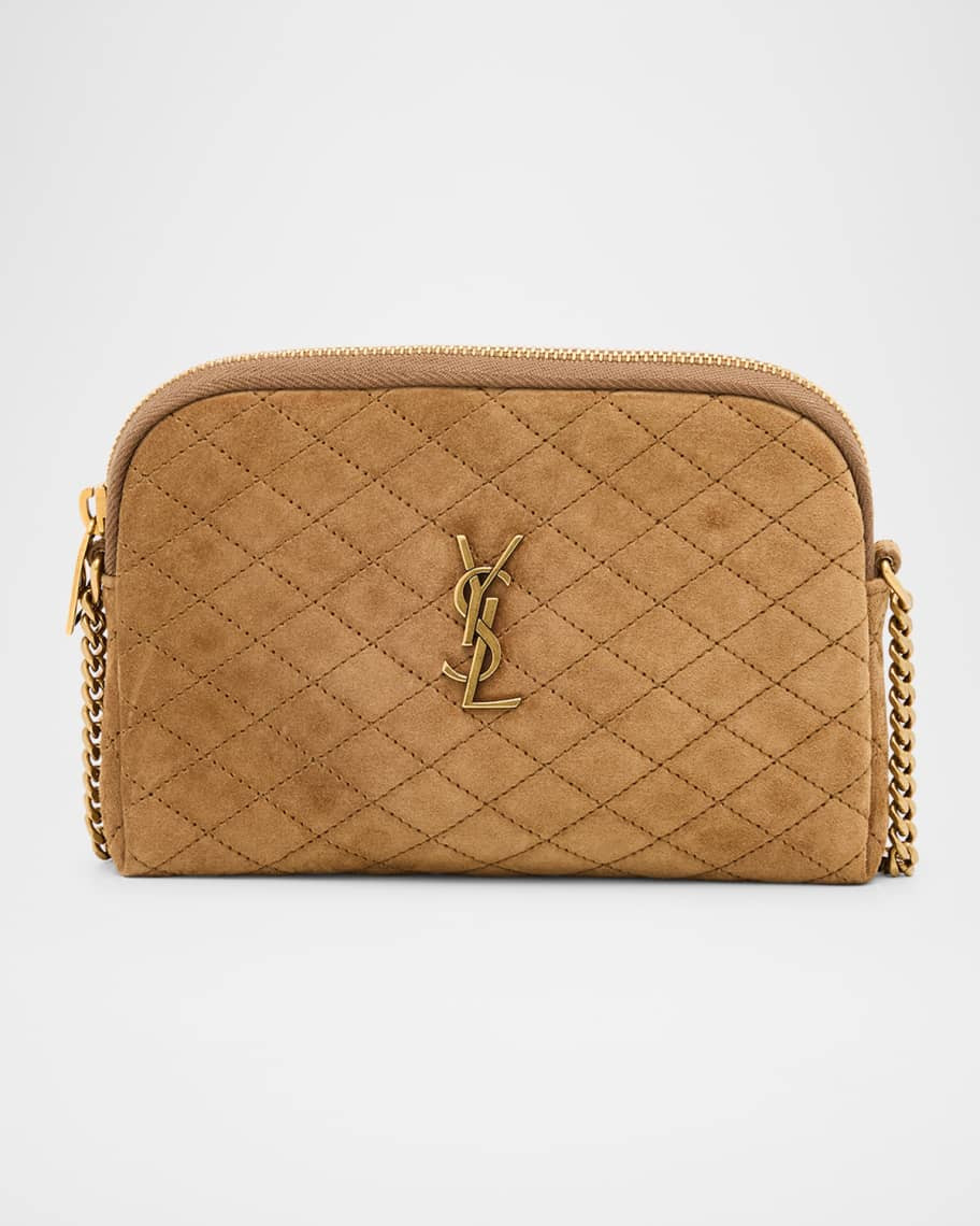Saint Laurent Gaby Mini YSL Crossbody Bag in Quilted Suede | Neiman Marcus