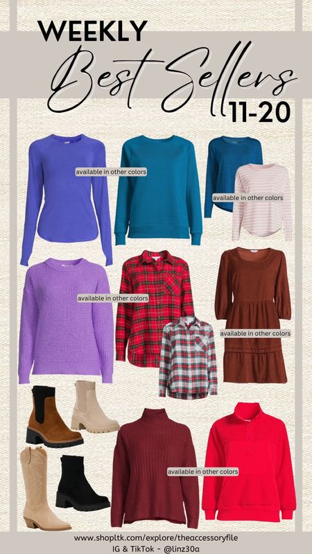 This past week’s 11-20 best sellers!

athletic hoodie, athleisure jacket,

jogger leggings, oversized sweater, flannel shirt, shacket,

shirt jacket, ugg inspired slipper shoes, Walmart fashion

finds, Walmart must haves, fall outfits, fall shoes, fall looks,

Chelsea boots, Christmas flannels, tartan flannels, sherpa
jacket, athleisure wear

#LTKstyletip #LTKfindsunder50 #LTKSeasonal