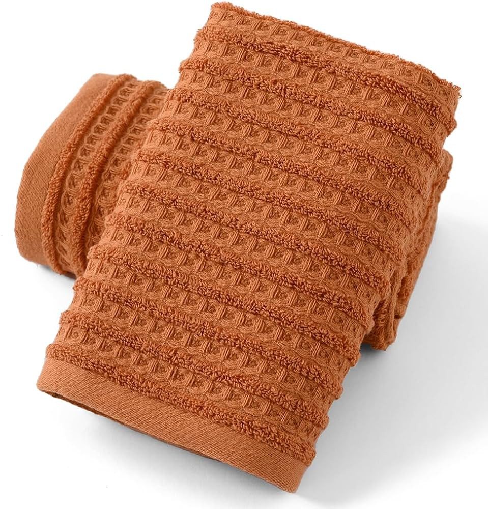sense gnosis Waffle Hand Towel with Terry Striped Pattern Soft 100% Cotton Ultra Absorbent for Ba... | Amazon (US)