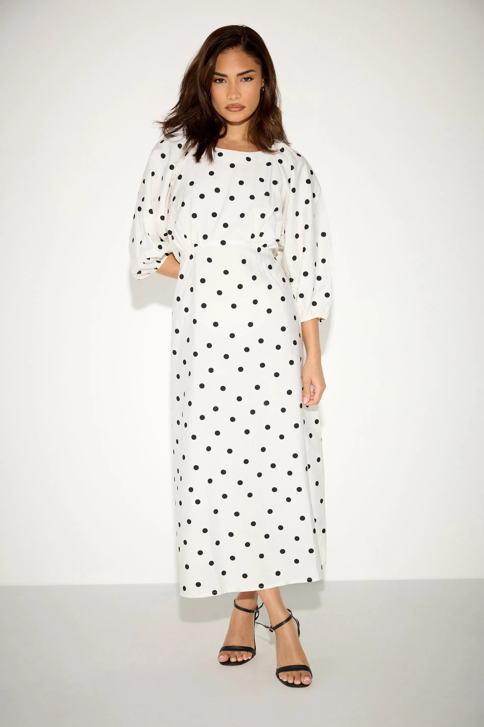 White PixieGirl Petite Spot Midi Dress | Debenhams | Debenhams UK