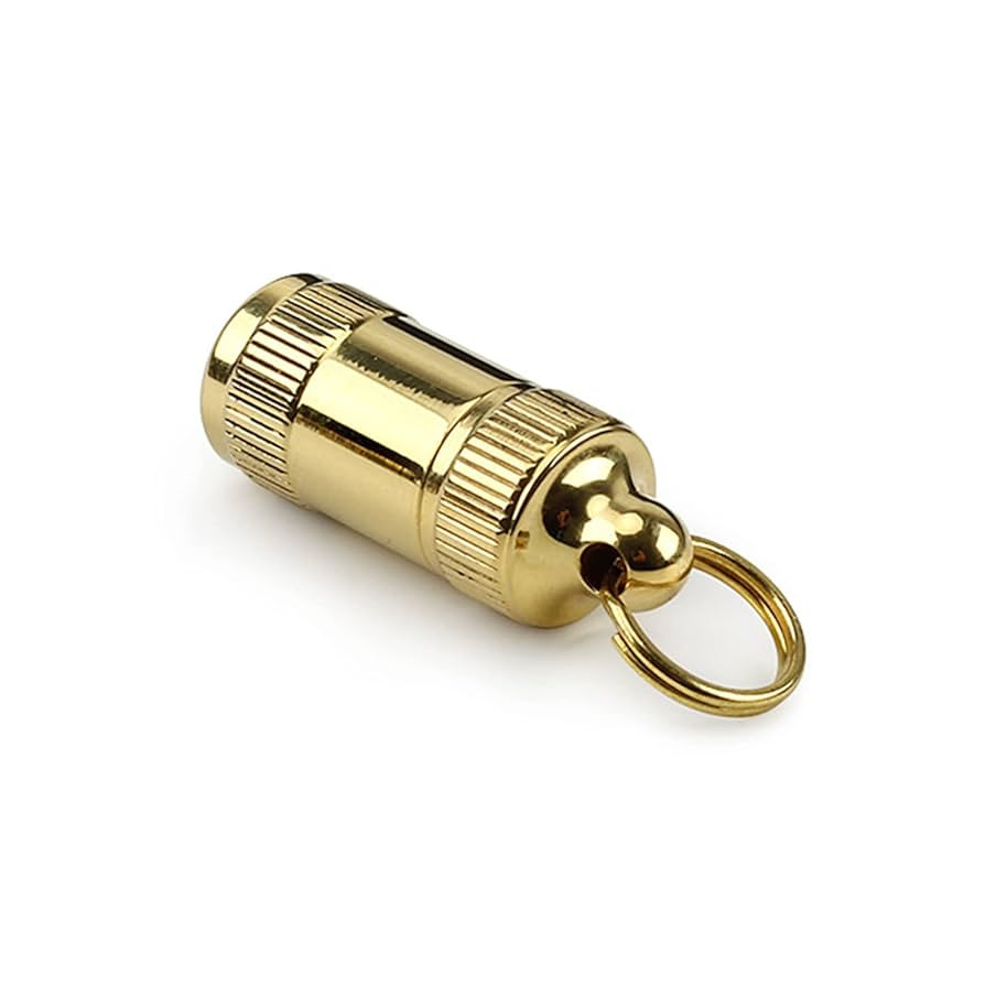 Portable Pill Case Container, Mini Brass Waterproof Keychain Pill Storage Box, Pill Holder Medici... | Amazon (US)