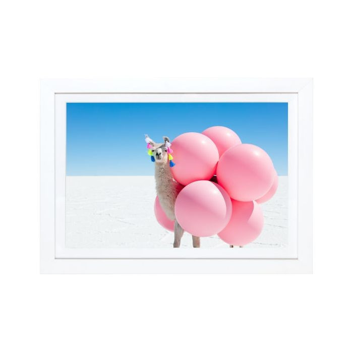 Llama with Pink Balloons and Tassels Mini Framed Print by Gray Malin | The Well Appointed House, LLC