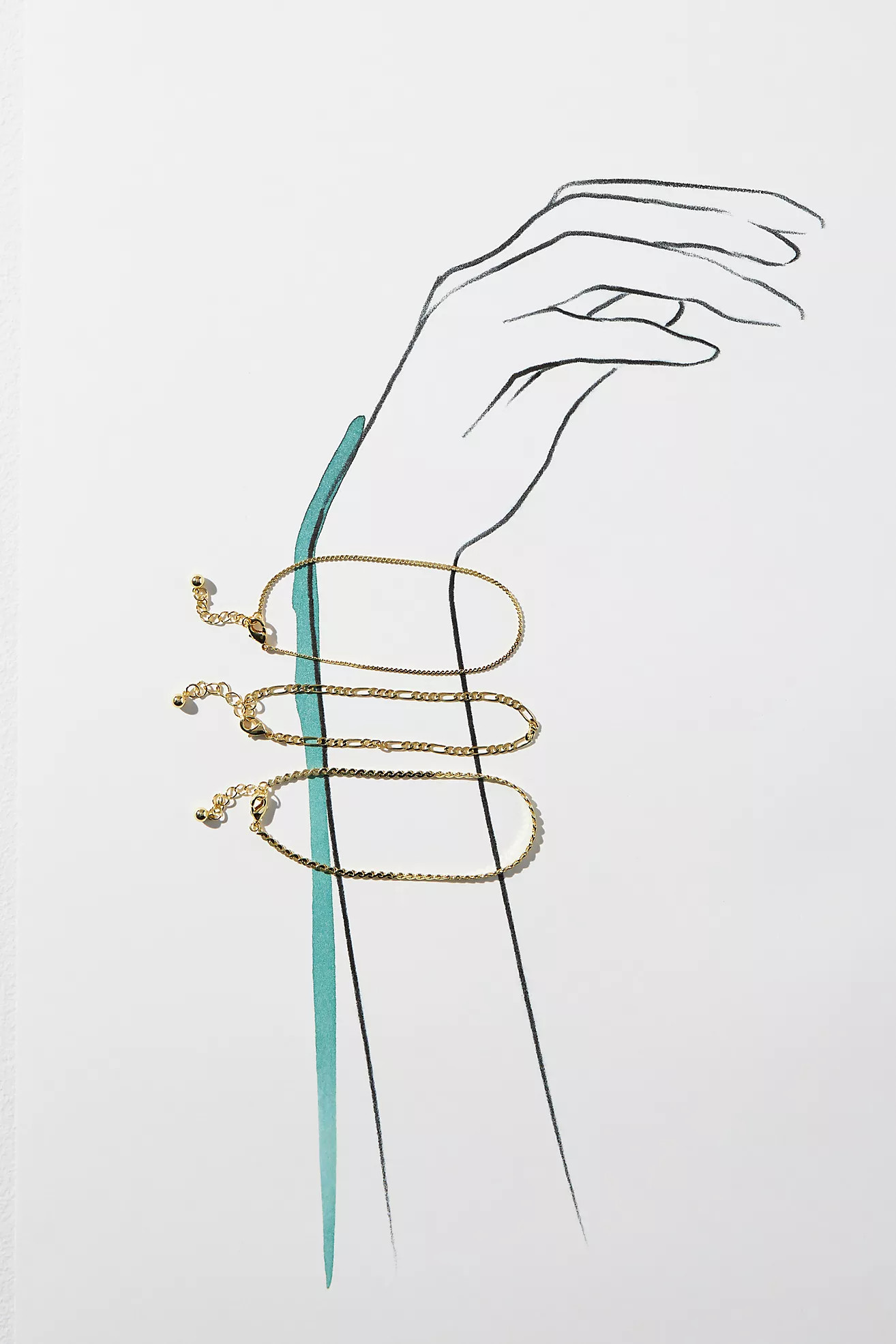 Uncommon James Gilded Chain Bracelets, Set of 3 | Anthropologie (US)