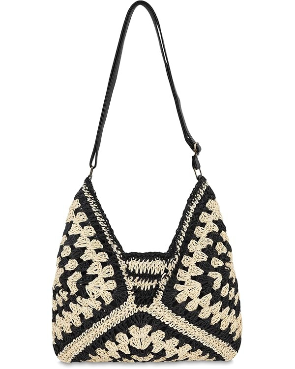 Straw Hobo Beach Bag for Women, Woven Tote Bag Summer Crochet Shoulder Bag,Vintage Foldable Handb... | Amazon (US)