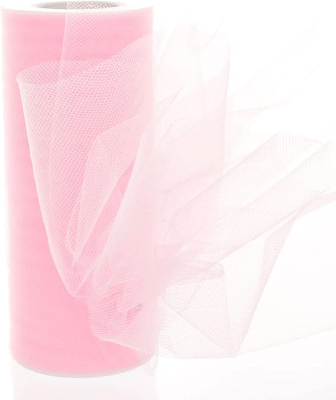 6" Premium Tulle Fabric Roll for Crafts, Wedding, Party Decorations, Gifts - Lt. Pink 25 Yard Spo... | Amazon (US)