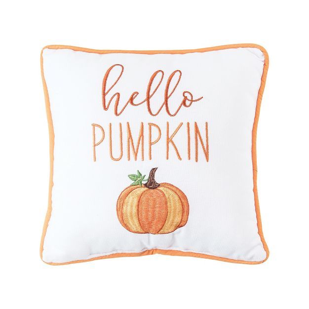 C&F Home 10" x 10" Hello Pumpkin Embroidered Fall Throw Pillow | Target