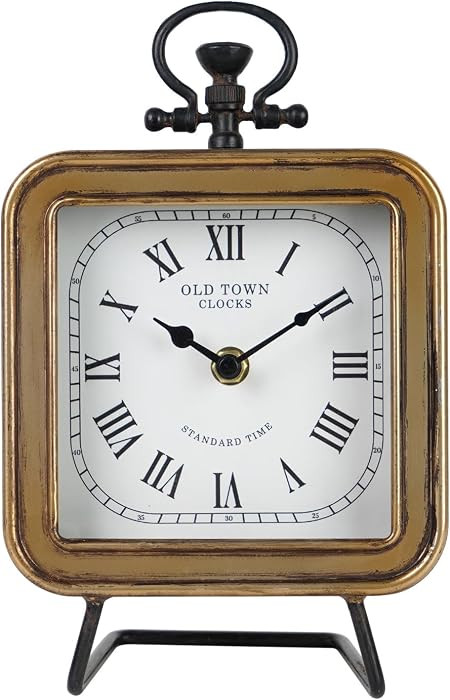 NIKKY HOME Vintage Silent Non-Ticking Table Clock with Handle, Shelf Desk Top Clock Battery Opera... | Amazon (US)
