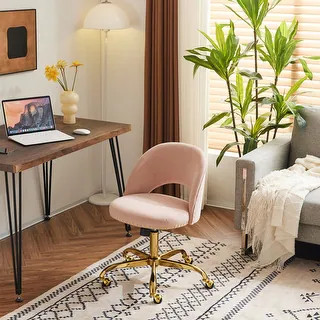 Office Chair Velvet Desk Chair Swivel Armchair Cute Modern Fabric Home Office Desk Chairs with Wh... | Bed Bath & Beyond