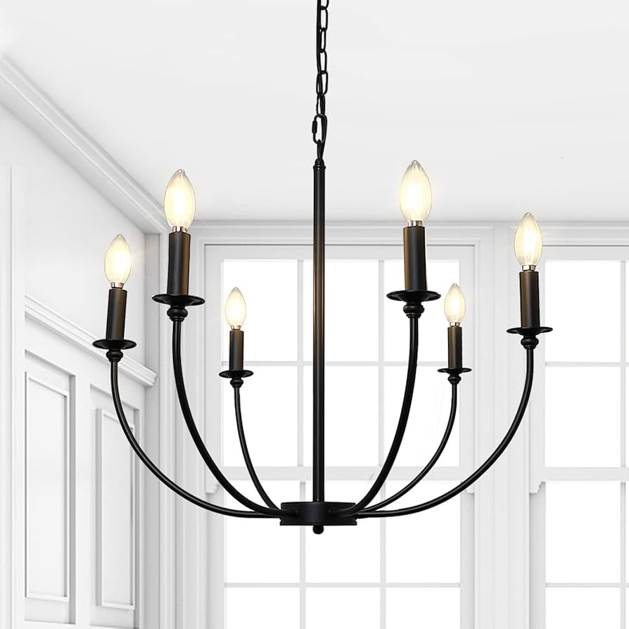 Depuley 6-Light Black Farmhouse Chandelier, Industrial Meatl Chandelier Lighting Fixtures Hanging... | Amazon (US)