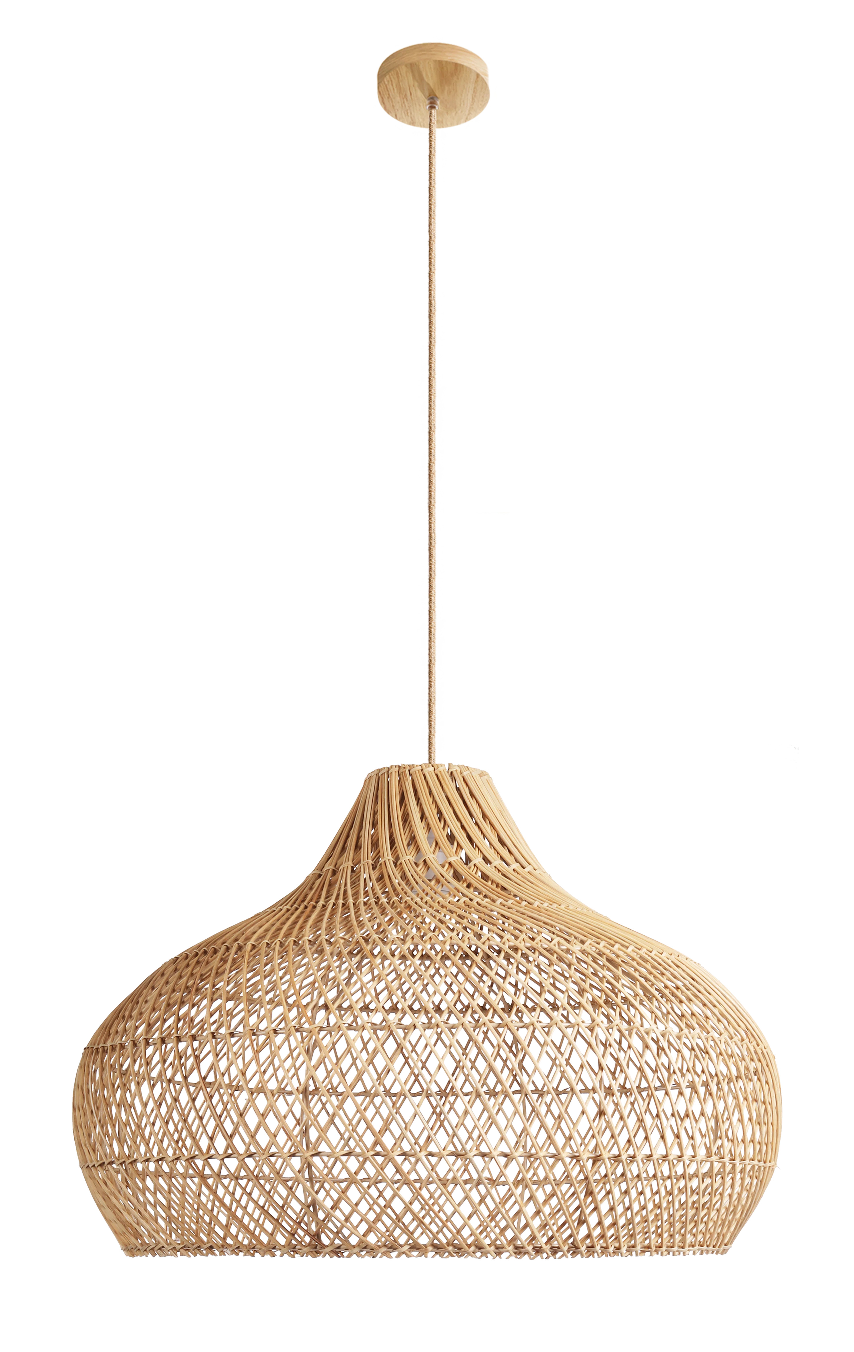 Anjanie 1 - Light Natural Lampshade Pendant – Handwoven Rattan Plug-In or Hardwired Light Fixtu... | Wayfair North America