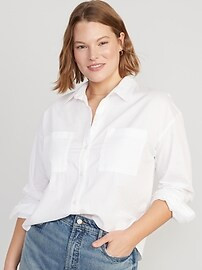 Cropped Utility-Pocket Boyfriend Shirt. | Old Navy (US)