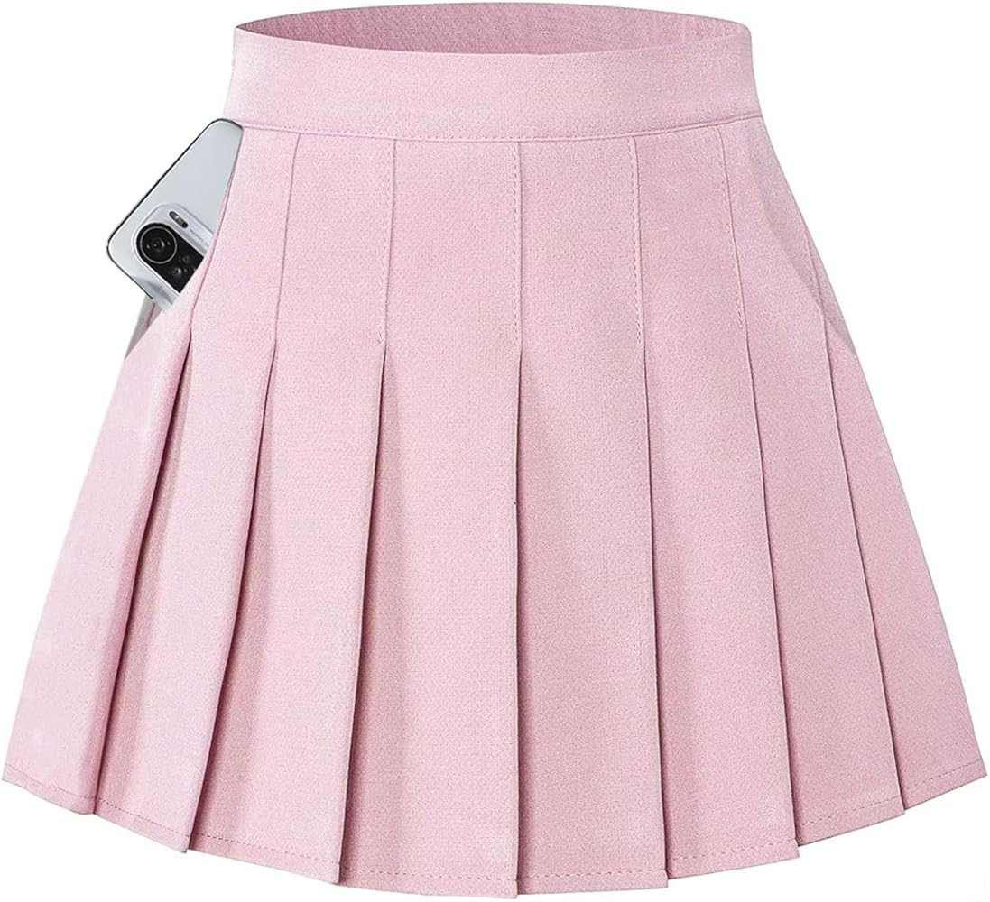 SANGTREE Women's Pleated Mini Skirt with Comfy Casual Stretchy Band Skater Skirt, US XS - US 4XL | Amazon (US)
