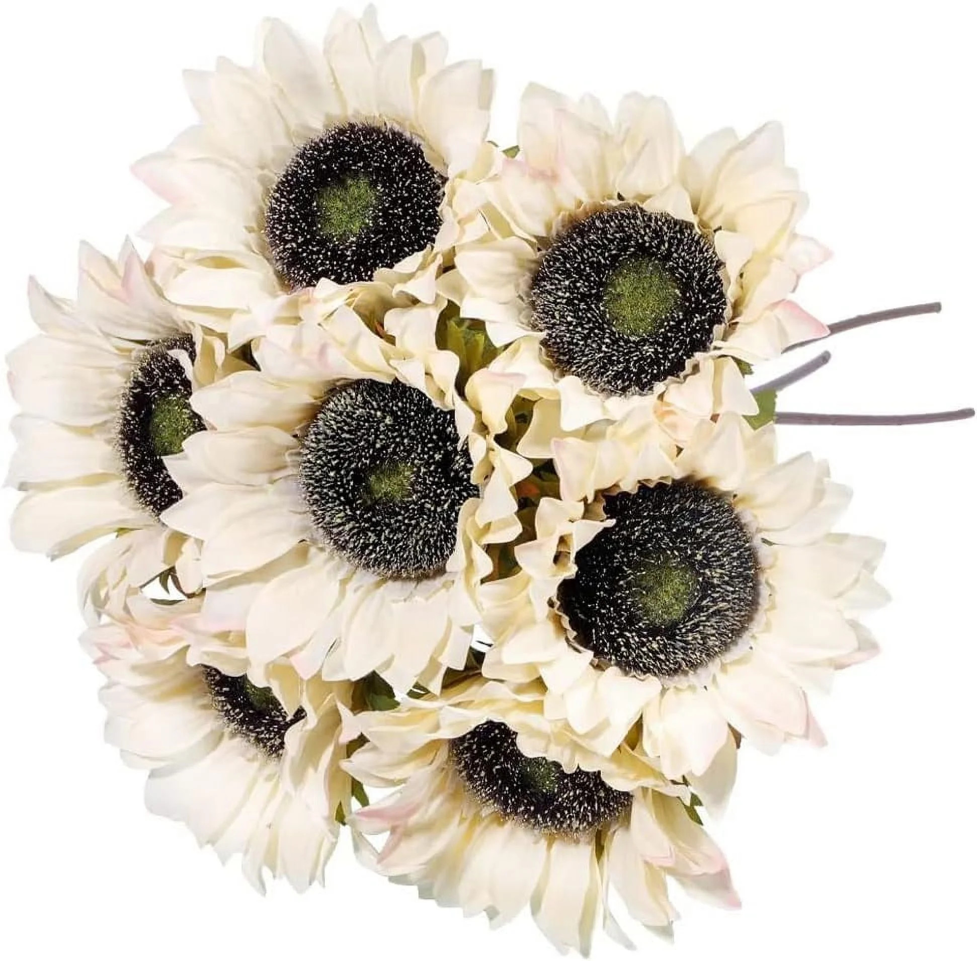 Morttic 7PCS White Sunflowers Artificial Flowers, Fake Silk Sunflower with Stem Vintage Fall Sunf... | Walmart (US)