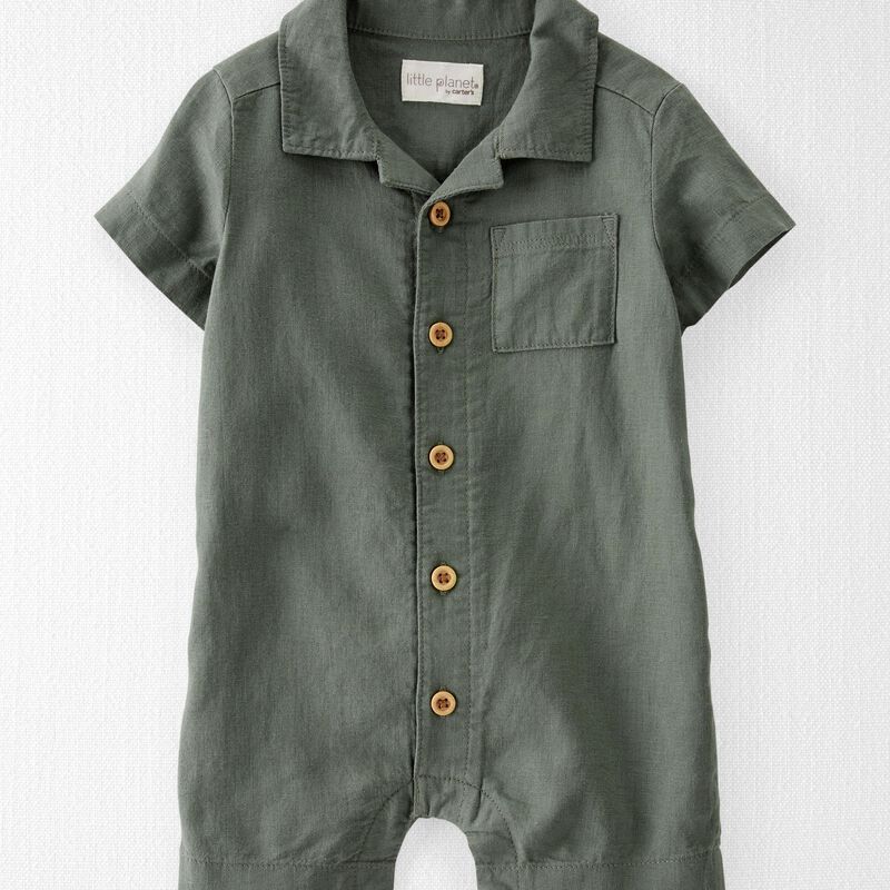 Baby LENZING™ ECOVERO™ Linen Blend Button-Front Romper | Carter's