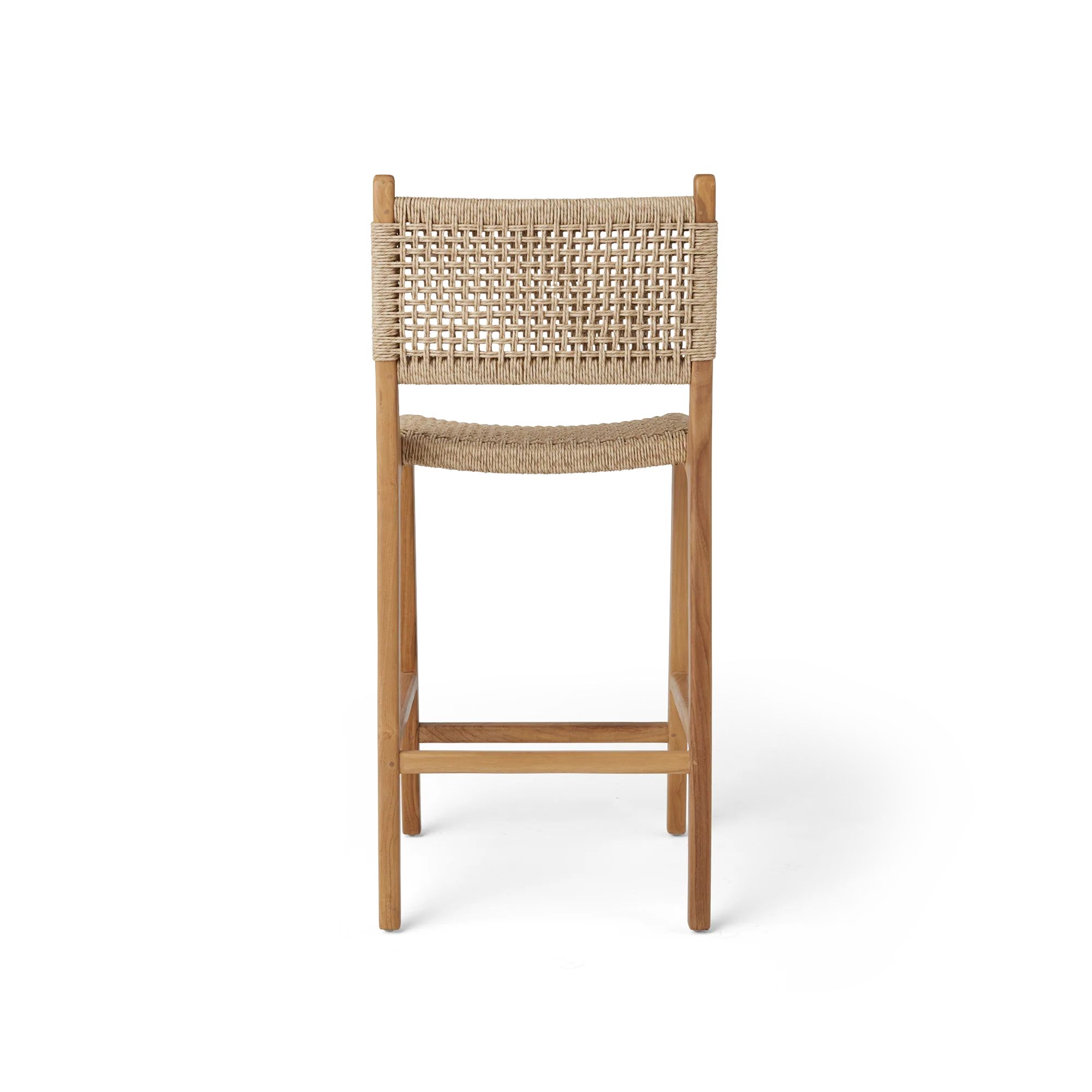 Stool #2 - Counter Stool in Teak with Synthetic Rattan | Hati Home