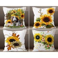 Sunflower Sofa Pillow Cover, Case, Yellow Flower Decorative Pillows, Accent Top, Floral Patio Shams | Etsy (US)