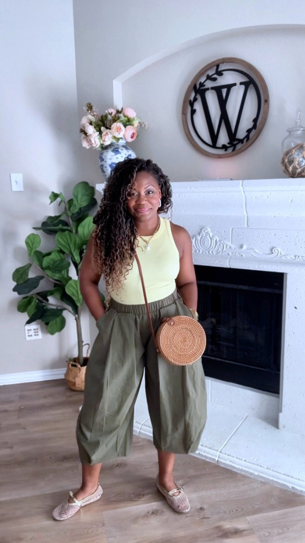 Comfy Mom outfit of the day￼ featuring this yellow Tank and olive pants 🌼🫒

#LTKmomlife #LTKootd