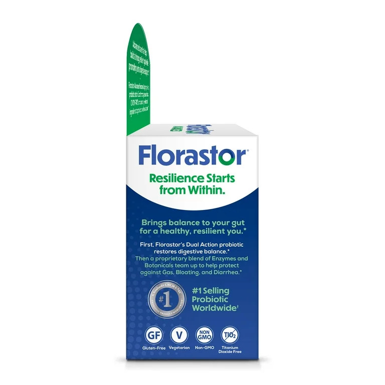 Florastor Unisex Advanced Gas & Bloat Daily Probiotic & Digestive Supplement Capsules, 30 Count | Walmart (US)