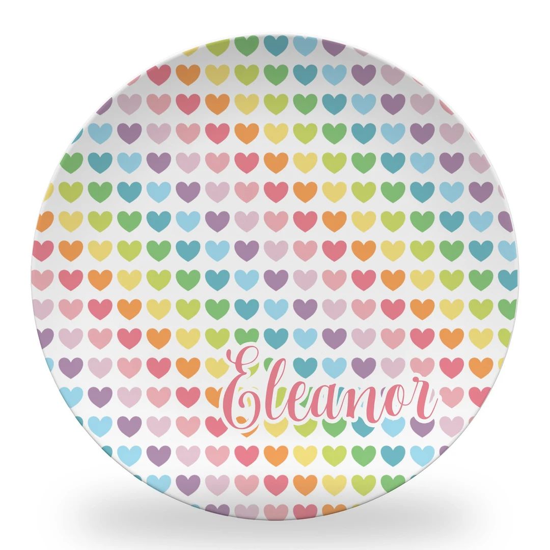 Rainbow Hearts Tableware melamine Free Script Name - Etsy | Etsy (US)