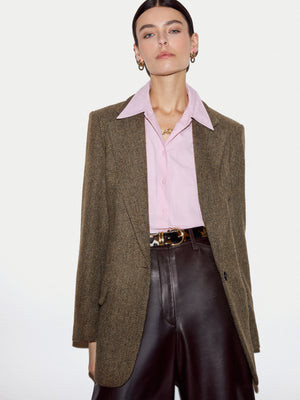 Wool Langford Herringbone Jacket | Khaki | Jigsaw (UK)