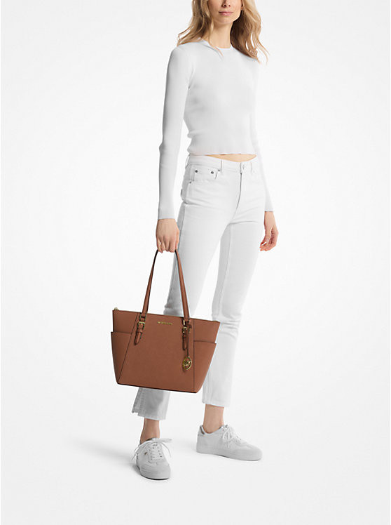 Charlotte Large Saffiano Leather Top-Zip Tote Bag | Michael Kors CA