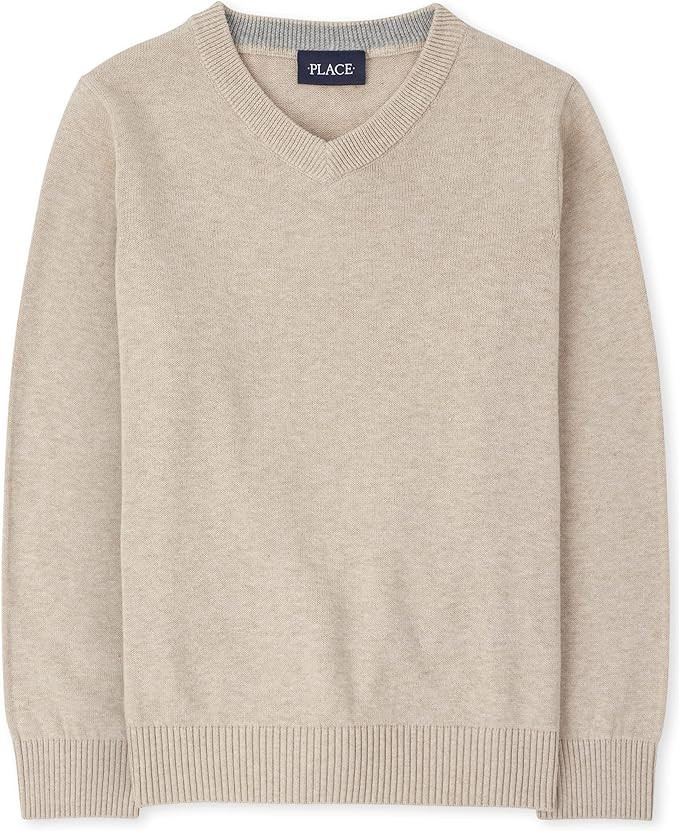 The Children's Place Boys' Long Sleeve Cotton V-Neck Sweater | Amazon (US)