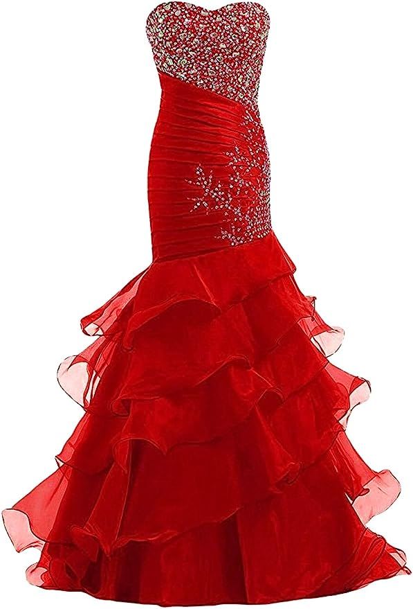 Lily Wedding Womens Beaded Sweetheart Mermaid Prom Dresses 2020 Long Formal Evening Ball Gowns wi... | Amazon (US)