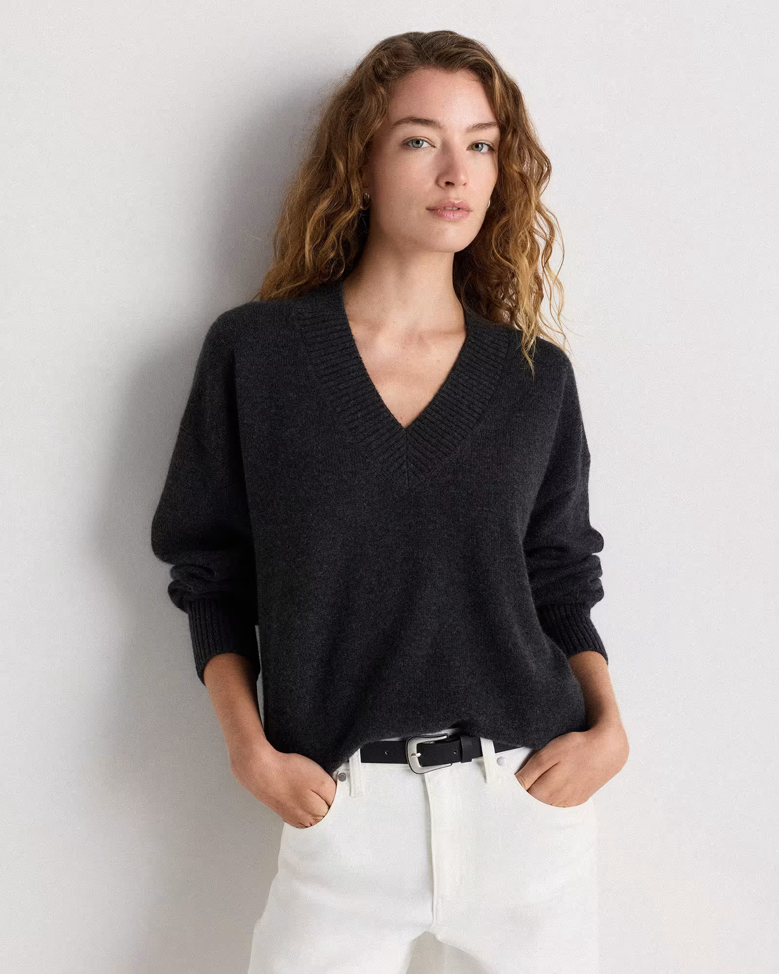Mongolian Cashmere Oversized V-Neck Sweater | Quince