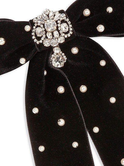 Penelope Faux Pearl & Crystal-Embellished Bow Barrette | Saks Fifth Avenue