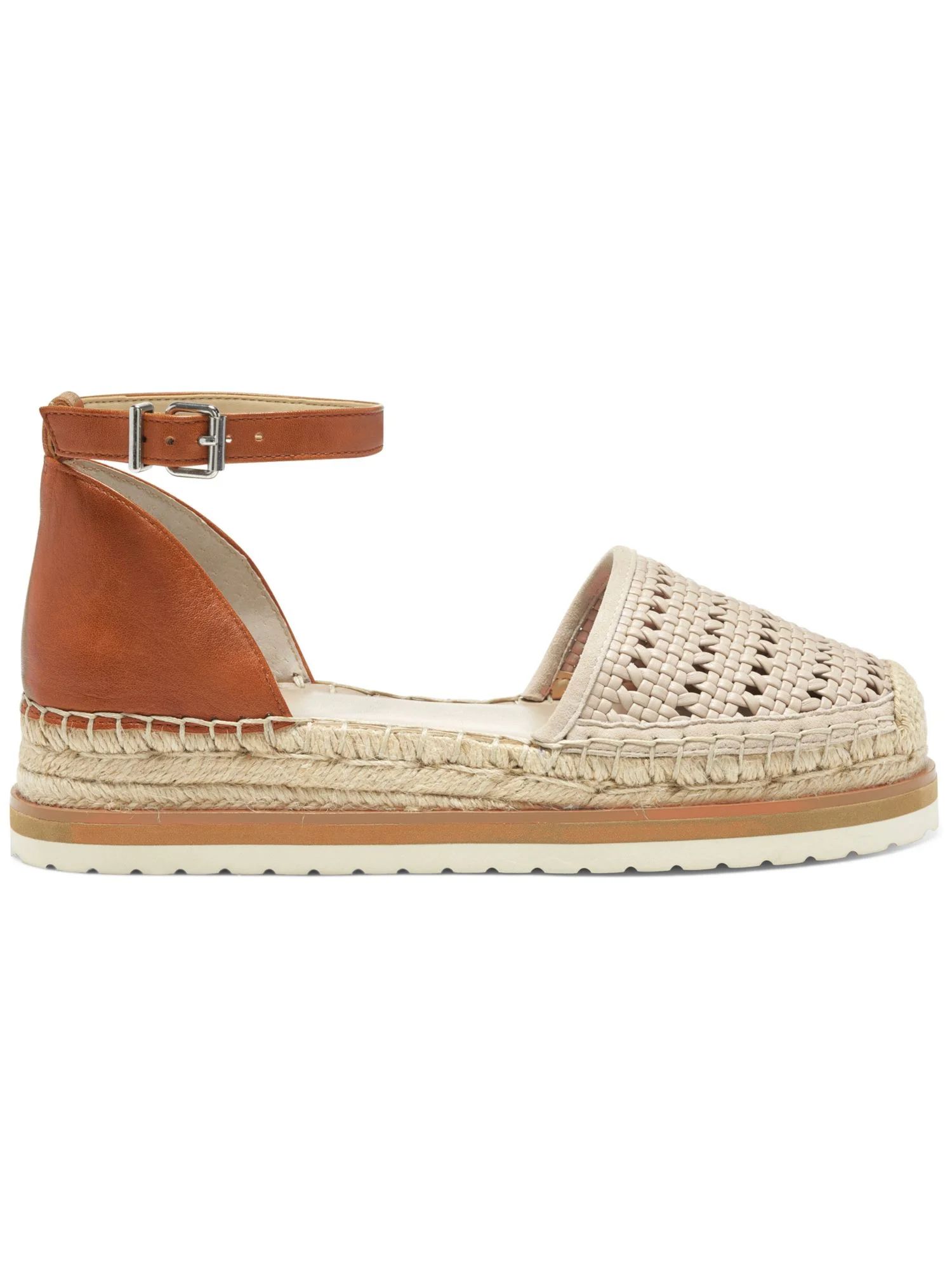 VINCE CAMUTO Womens Beige Ankle Strap Woven Bredenna Round Toe Wedge Buckle Leather Espadrille Sh... | Walmart (US)