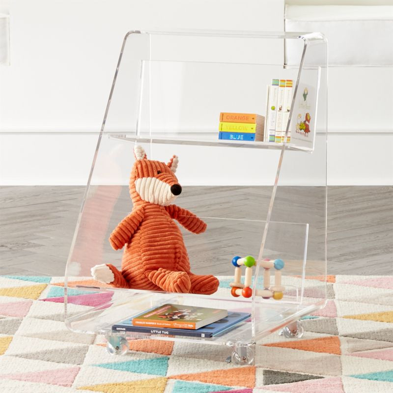 Rolling Acrylic Kids Book Cart + Reviews | Crate & Kids | Crate & Barrel