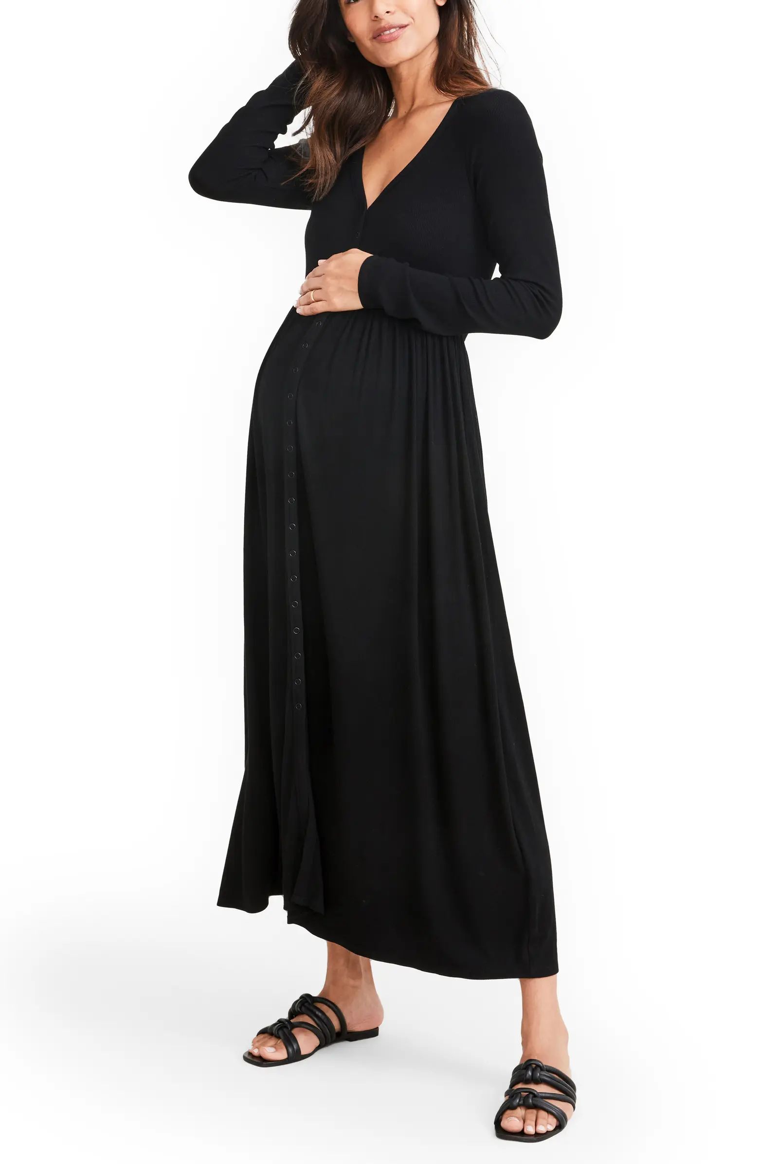 The Softest Rib Long Sleeve Maternity/Nursing Maxi Dress | Nordstrom