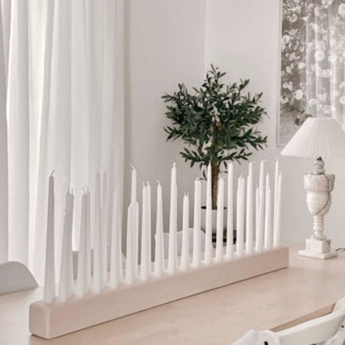 47" Whitewash Wood Candleholder | Minted