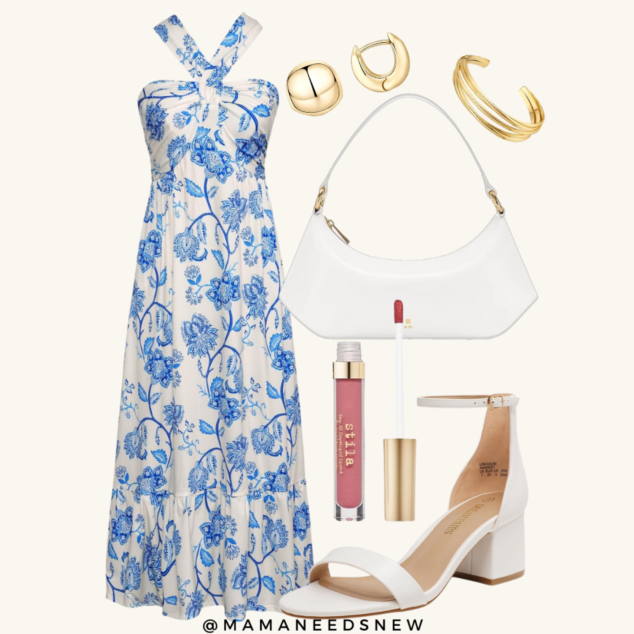 Summer outfit featuring a flowy printed dress from Amazon 🤍💙

#LTKSeasonal #LTKSummerSales #LTKSaleAlert