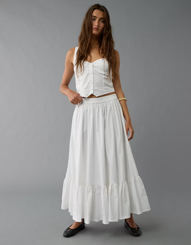 AE High-Waisted Ruffle Maxi Skirt | American Eagle Outfitters (US & CA)