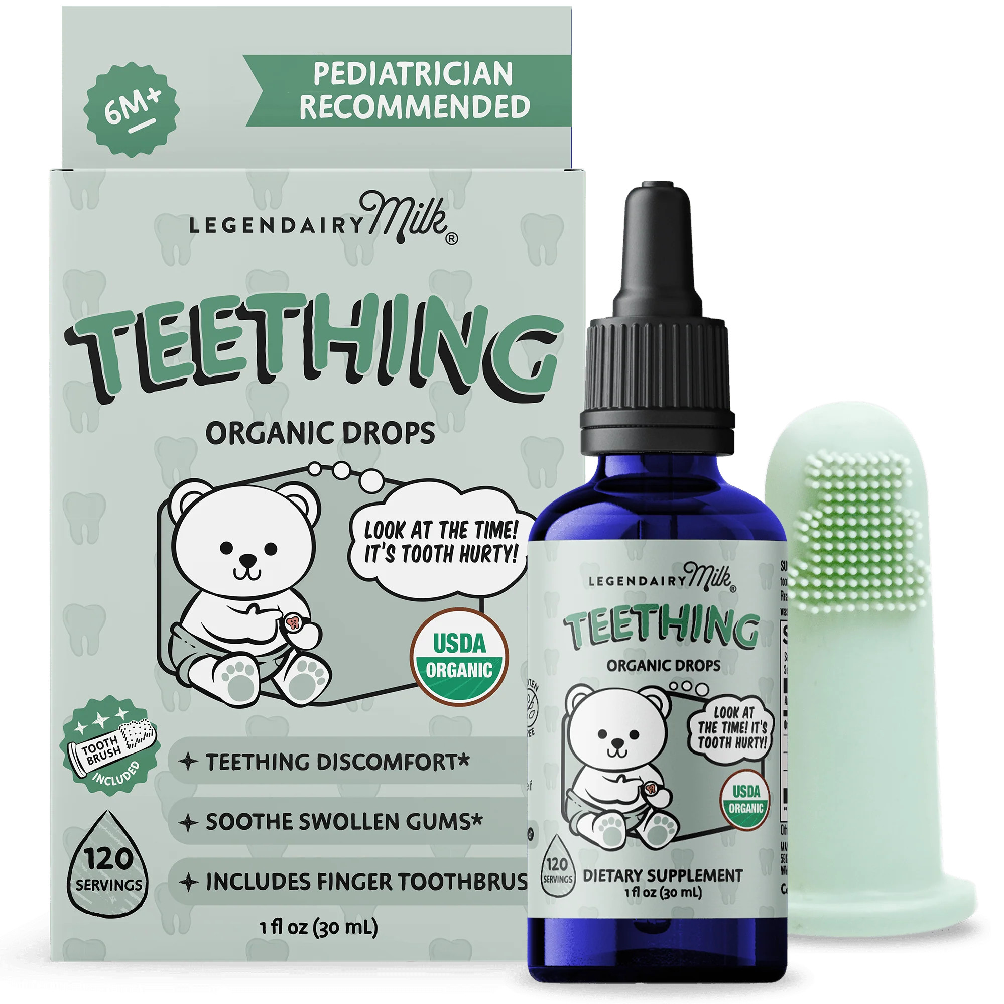 Organic Teething Drops and Toothbrush | Teething Support for Baby* | Legendairy Milk | Legendairy Milk