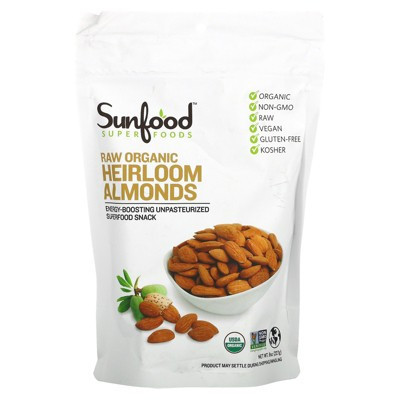 Sunfood Raw Organic Heirloom Almonds, 8 oz (227 g) | Target