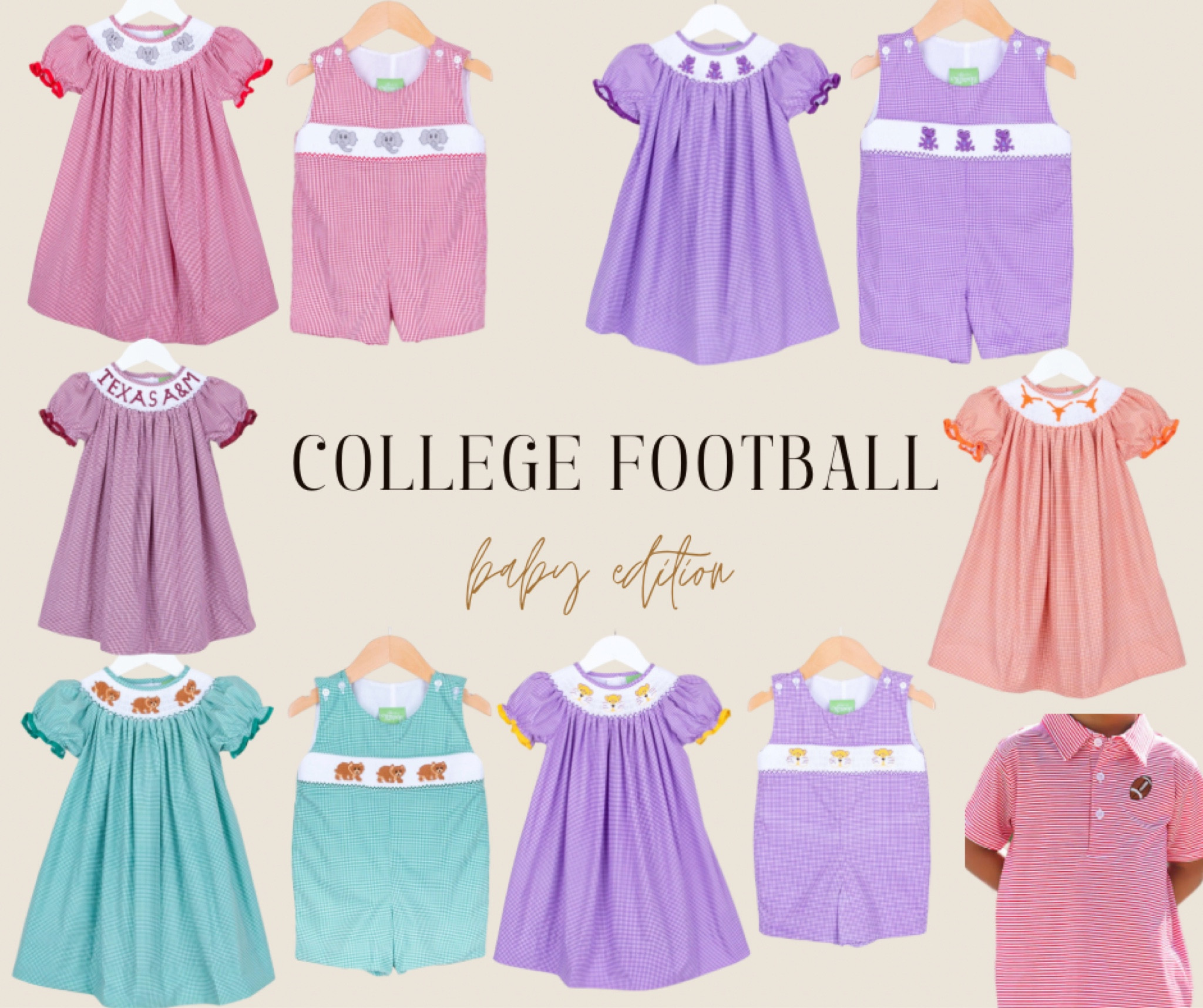 The way I ordered my baby girl the TCU smocked dress so fast! And the little boy version is the cutest thing I’ve seen! They have multiple college teams and they are such a great deal at $29! 

#LTKBaby #LTKFallSale #LTKSaleAlert