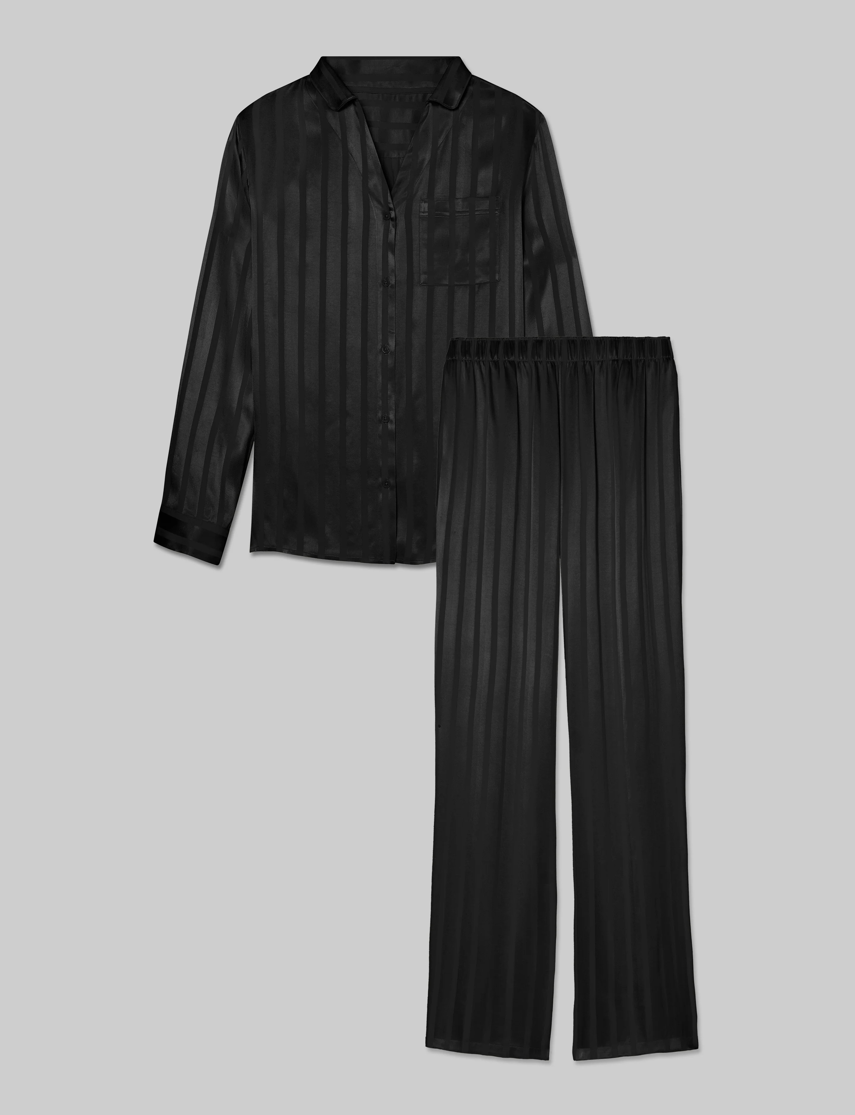 Women's Satin Jacquard Long Sleeve Pajama Top & Pant Set | Tommy John