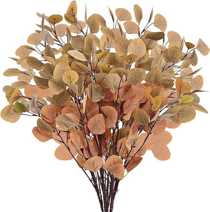 Dolicer 6 Pcs Fall Eucalyptus Stems 35.4" Artificial Eucalyptus Leaves Stems Long Silver Dollar E... | Amazon (US)