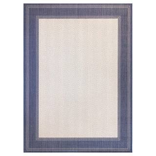 Hampton Bay Border Navy/Beige 5 ft. x 7 ft. Indoor/Outdoor Area Rug 3004073 | The Home Depot