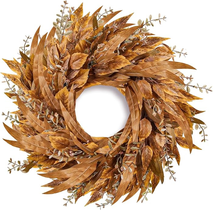 Artmag 24" Fall Eucalyptus Wreath for Front Door, Large Artificial Autumn Wreath for Thanksgiving Harvest Porch Farmhouse Mantel Window Indoor Outdoor Decoration | Amazon (US)