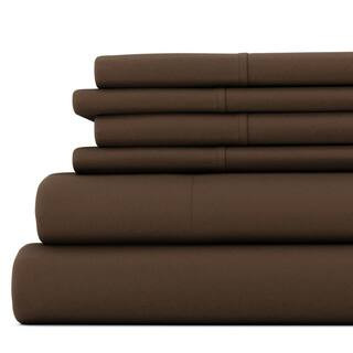 Becky Cameron 6-Piece Chocolate Solid Microfiber Queen Sheet Set IEH-6PC-QUEEN-CH - The Home Depo... | The Home Depot