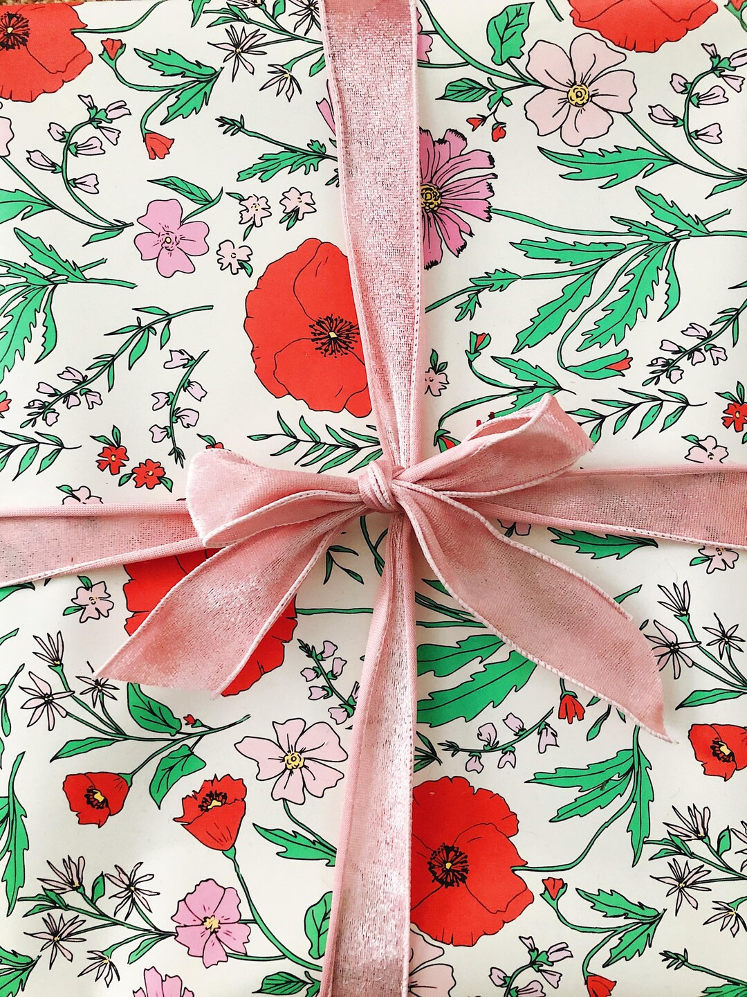 Gift Wrap Sheets Red & Pink Poppies Set of 3 Sheets - Etsy | Etsy (US)